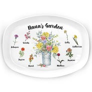 Birth Month Flower Grandma Garden - Gift For Grandma - Personalized Plate