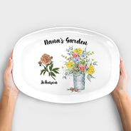 Birth Month Flower Grandma Garden - Gift For Grandma - Personalized Plate