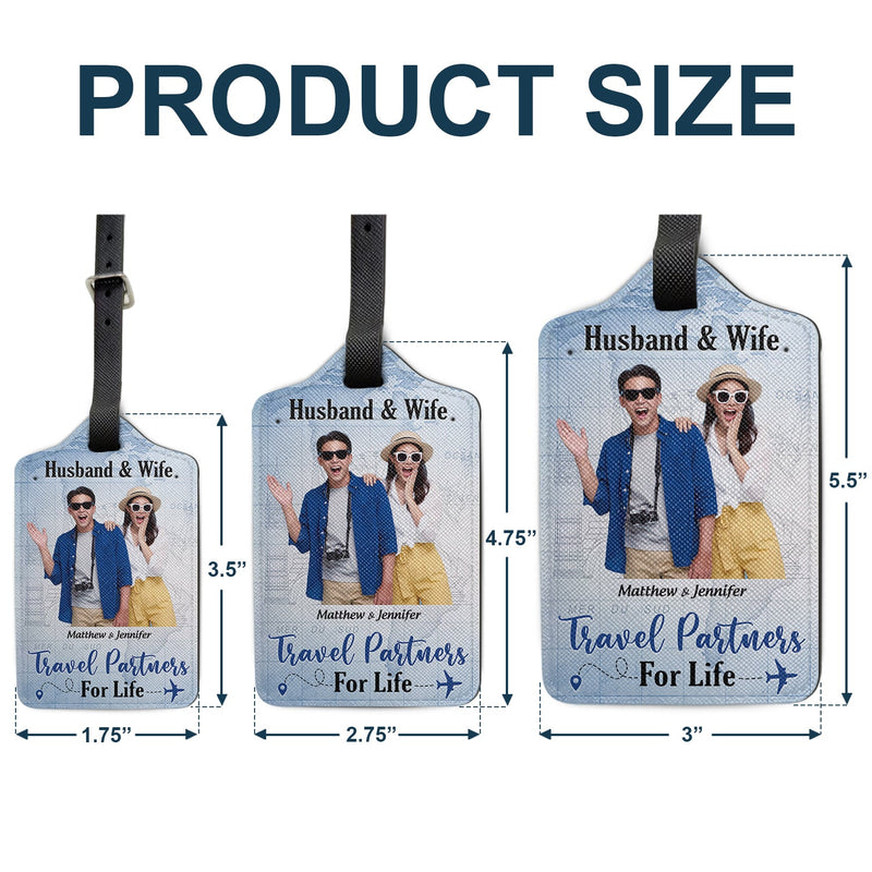 Custom Photo Husband & Wife Travel Partners For Life - Gift For Couples - Personalized Luggage Tag
