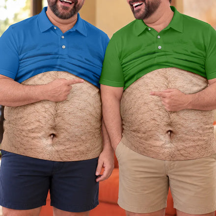 Funny Gag Gift For Him - Personalized 3D Hairy Chest Polo Shirt