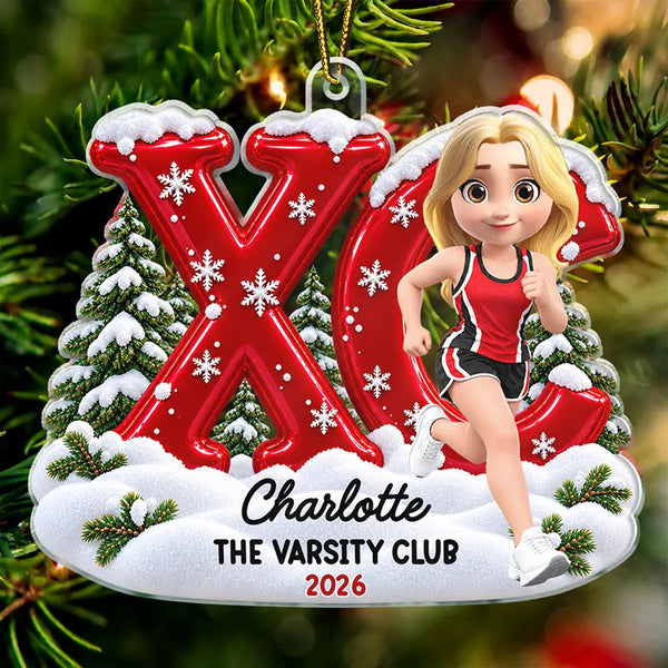 Christmas,Happy,Top Market,Vector - Christmas Gift For Runner Boy Girl - Personalized Cross Country Acrylic Ornament