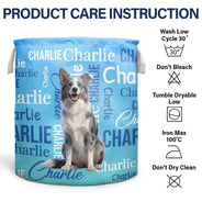 Art Design,Custom Photo,Happy,Pet Lovers,Photo - Cartoon Portrait - Gift For Pet Mom - Personalized Custom Photo Name Pet Portrait Laundry Basket, Storage Basket