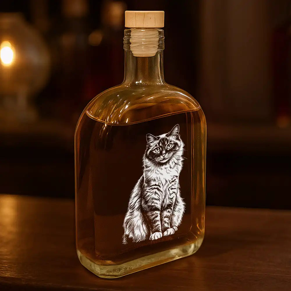 Art Design,Christmas,Custom Photo,Dog Dad,Gift For Father,Gifts For Him,Happy,Pet Lovers,Photo - Pencil Sketch - Dark BG - Gift For Dog Dad Dog Lovers - Personalized Custom Photo Pencil Sketch Whiskey Bottle