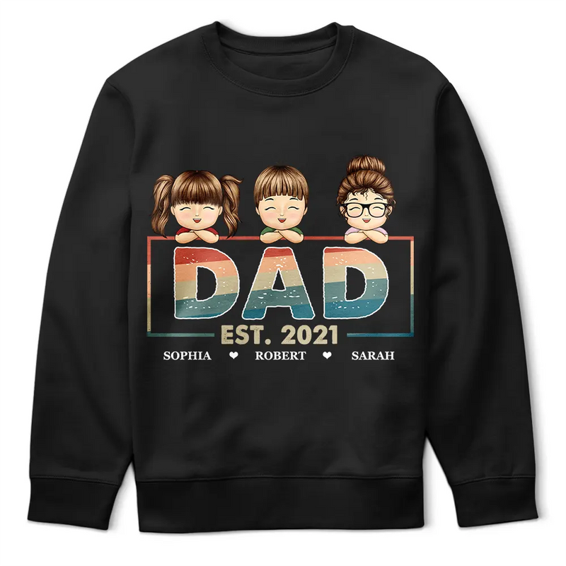 Happy, Gift For Husband, Gift For Father, Dad - Children - Dad Est Grandpa Father - Personalized T Shirt