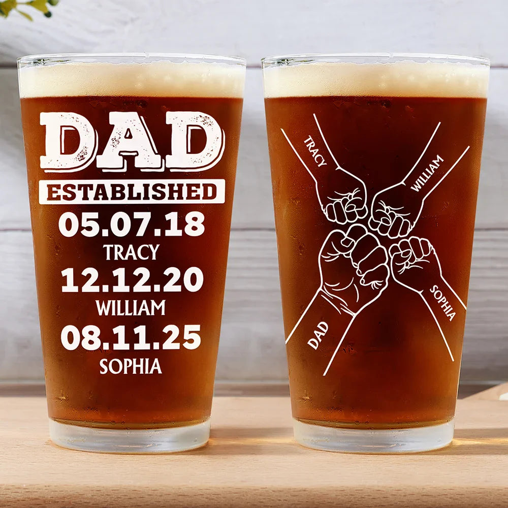 Dad Established - Personalized Beer Glass