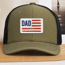 Gift For Father, Gift For Grandpa, Independence Day, Happy - Dad Grandpa America Flag Brush Stroke - Personalized Leather Patch Hat