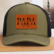 Gift For Father,Dad - Children,Gift For Grandpa,Special Font,Adorable - Dad Grandpa Est - Personalized Leather Patch Hat