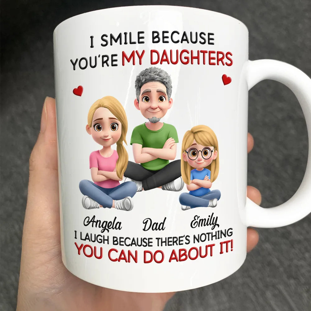 Dad Grandpa I Smile Because You Are My Daughters Sons Grandkids - Personalized Mug