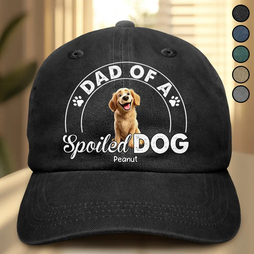Dad Of A Spoiled Dog - Personalized Vintage Washed Denim Cap