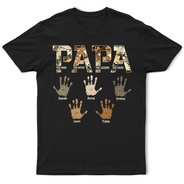 Gift For Father,Gift For Grandpa - Dad Papa The Man Myth Legend Kid Handprint - Personalized T Shirt