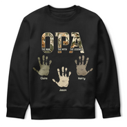 Gift For Father,Gift For Grandpa - Dad Papa The Man Myth Legend Kid Handprint - Personalized T Shirt