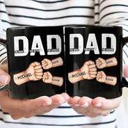 Gift For Father, Love - Dad The Man The Myth The Legend Fist Bump - Personalized Black Mug