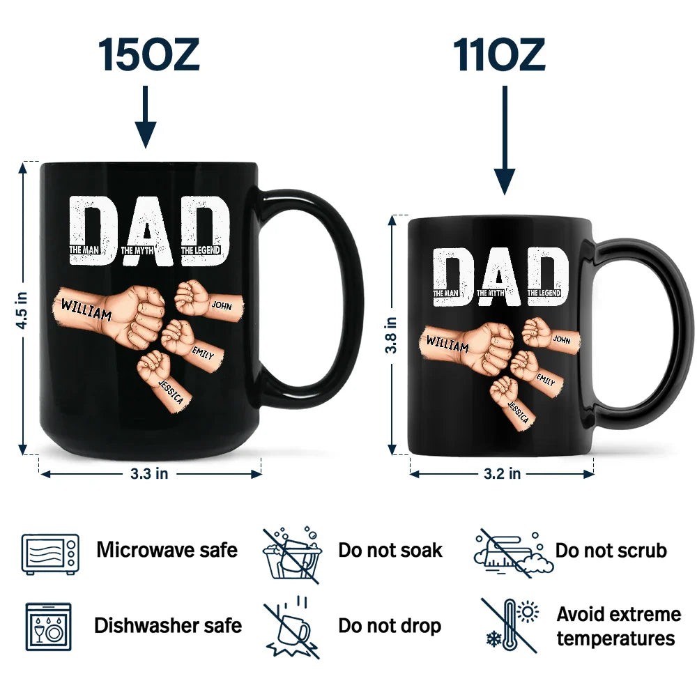 Gift For Father, Love - Dad The Man The Myth The Legend Fist Bump - Personalized Black Mug