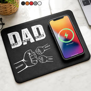 Gift For Father,Top Market,Non-Eng,Icon,Confident - Dad The Man The Myth The Legend Hand Punch - Personalized Leather Charging Mat