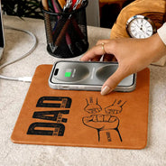 Gift For Father,Top Market,Non-Eng,Icon,Confident - Dad The Man The Myth The Legend Hand Punch - Personalized Leather Charging Mat