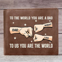 Gift For Father,Love,Gift For Grandpa - Dad You Are The World To Us - Personalized Leather Wallet