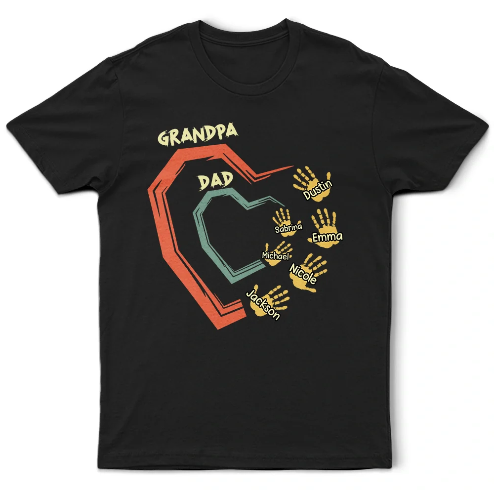 Dad Grandpa Sweethearts Handprints - Personalized T Shirt