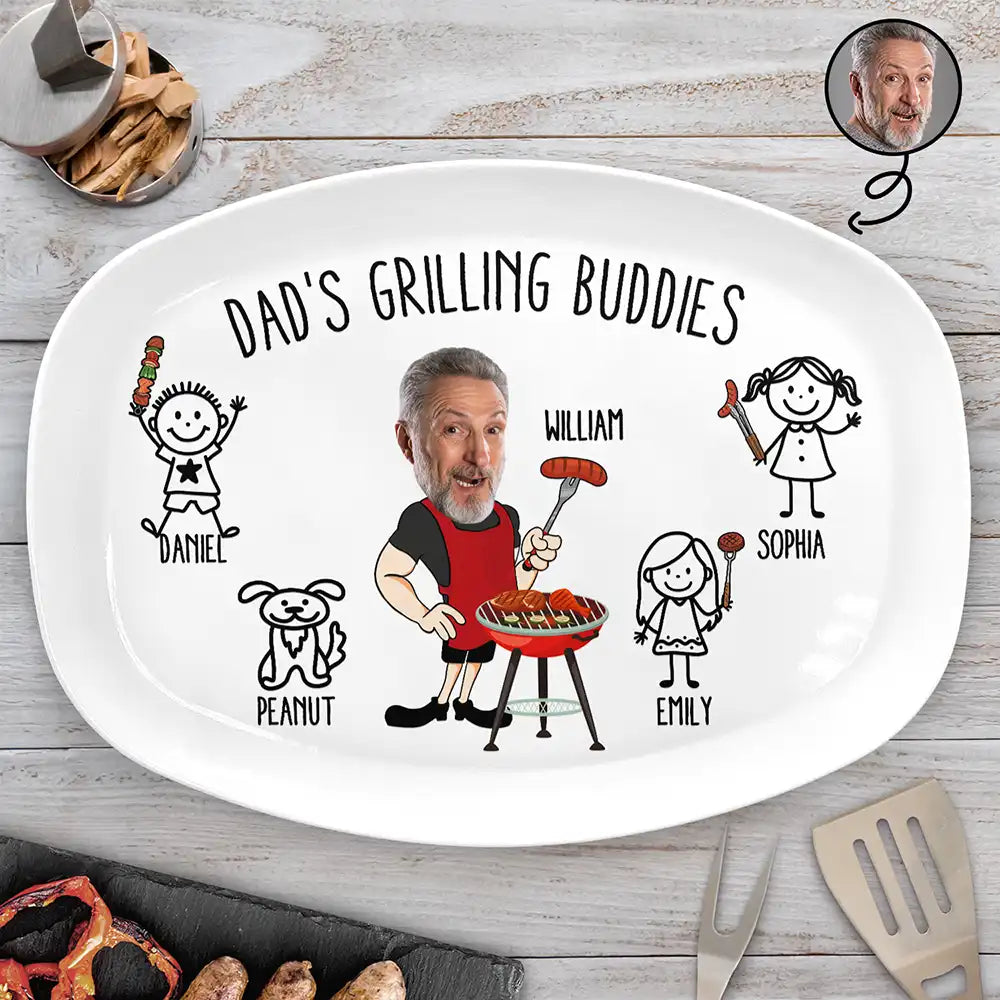 Gift For Father,Grilling,Dad - Children,Funny,Icon,Humorous - Dad's Grilling Buddies Funny Icon - Personalized Plate