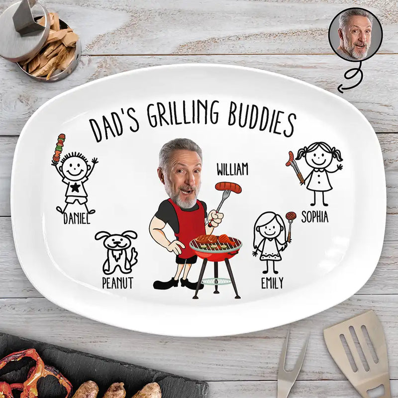 Gift For Father,Grilling,Dad - Children,Funny,Icon,Humorous - Dad's Grilling Buddies Funny Icon - Personalized Plate