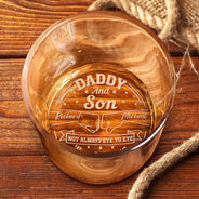 Gift For Father,Dad,Sons,Children,Daughters - Daddy And Children Always Heart To Heart - Personalized Engraved Whiskey Glass