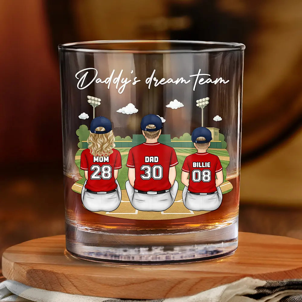 Daddy's Dream Team - Personalized Whiskey Glass