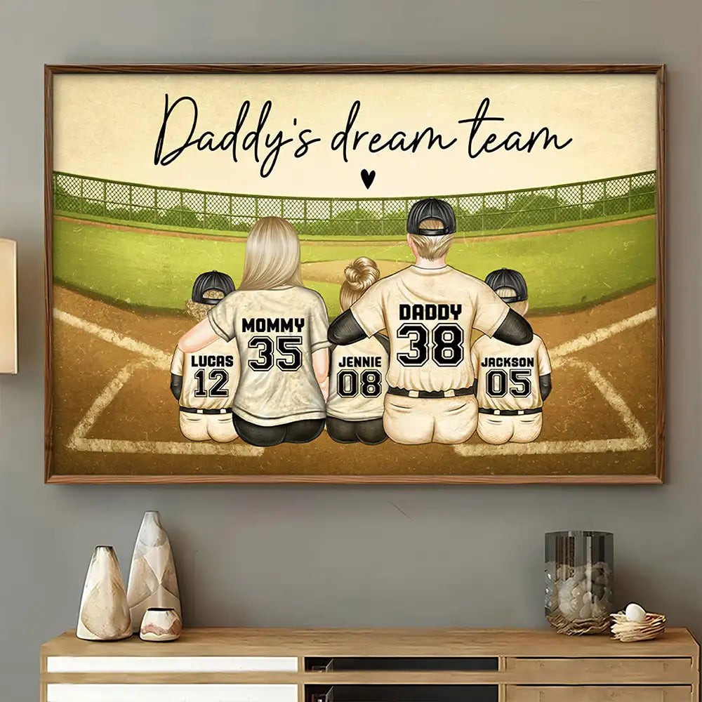 Daddy's Dream Team Baseball Father - Personalized Poster