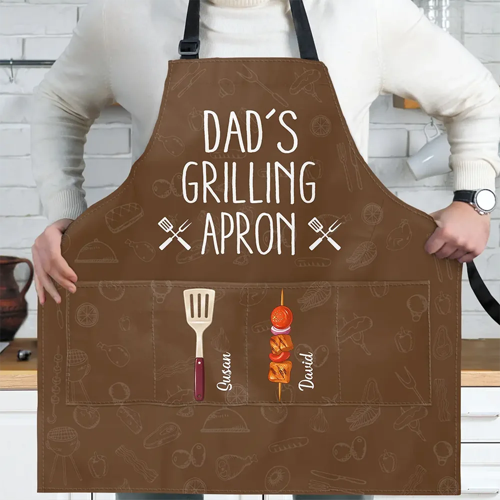 Gift For Father, Grilling, Proud, Icon - Daddy's Grilling Apron - Personalized Apron