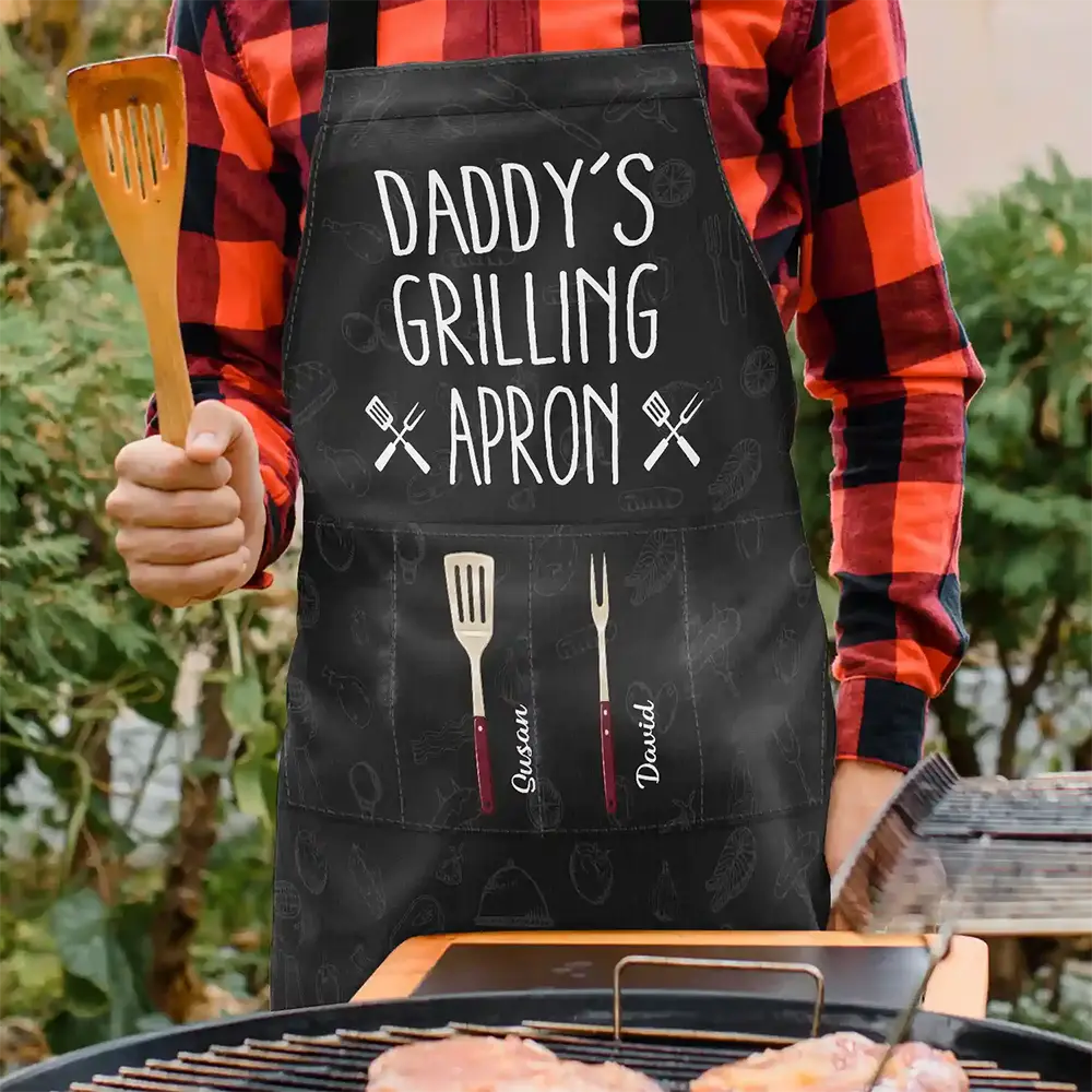 Gift For Father, Grilling, Proud, Icon - Daddy's Grilling Apron - Personalized Apron