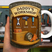 Gift For Grandpa, Gift For Father, Happy, Grilling - Daddy's Space - Personalized White Edge-to-Edge Mug