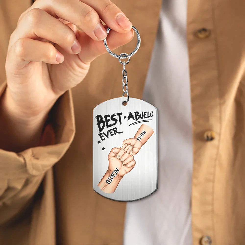 Gift For Father,Dad,Children - Daddy's Team Hand Punch - Personalized Aluminum Keychain
