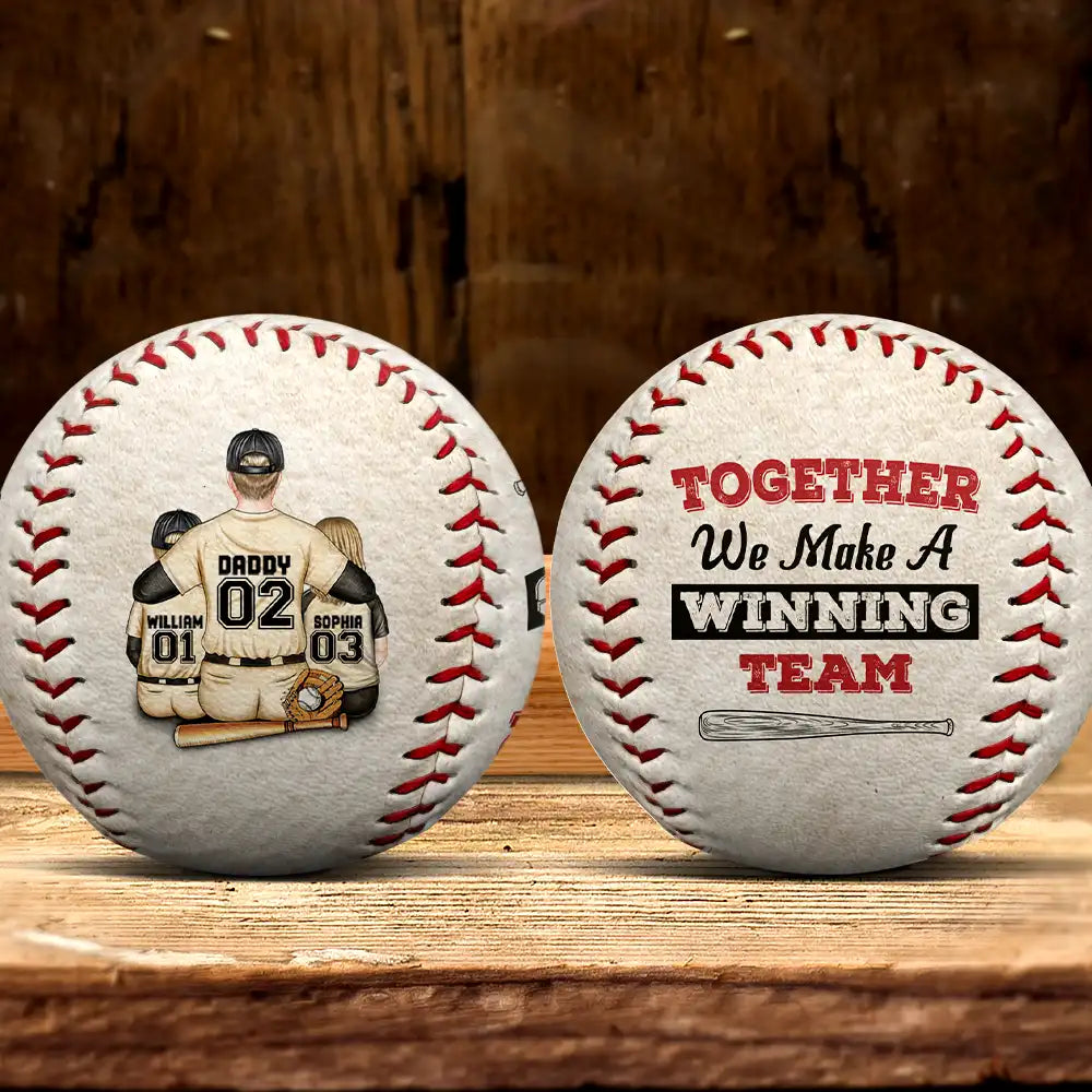 Daddy's Team Together We Make A Winning Team - Personalized Baseball, Softball