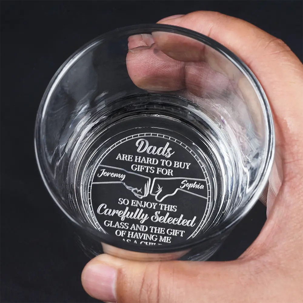 Funny, Gift For Father, Dad - Children, Gift For Grandpa - Dads Are Hard To Buy Gifts For - Personalized Engraved Whiskey Glass