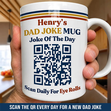 Daily Dad Jokes Interactive QR Code - Personalized Mug