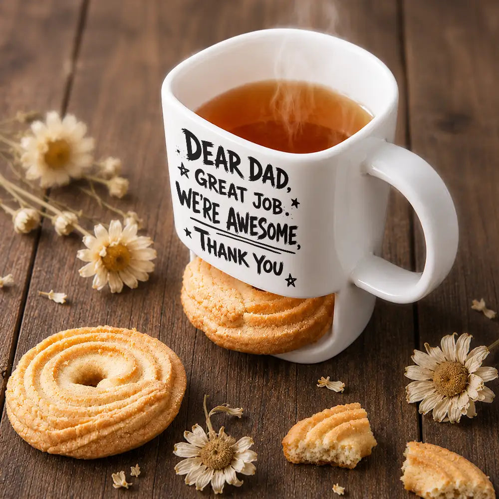 Gift For Father,Gift For Grandpa,Non-Eng,Icon,Humorous - Dear Dad Great Job We Are Awesome Thank You - Personalized Cookie Mug