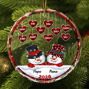 Gift For Grandma, Gift For Grandparents - Papa Nana Snowman Christmas Grandparents - Personalized Circle Glass Ornament