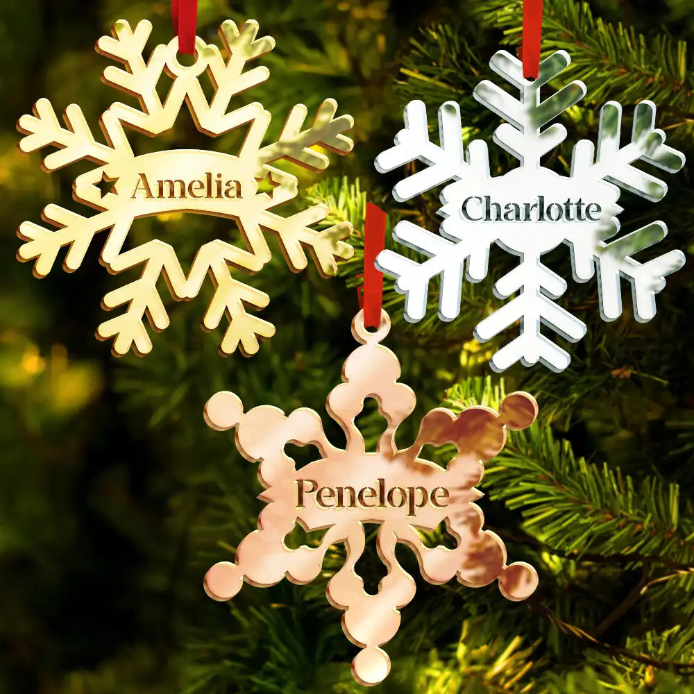 Christmas Snowflakes With Names - Personalized DIY Mirror Acrylic Ornament