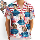 Custom Photo Funny Family Pet Face Stars And Stripes - Gift For Men, Dog And Cat Lovers - Personalized Custom Hawaiian Shirt