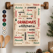 Christmas,Custom Text,Gift For Grandma,Gifts For Her,Happy - Christmas Gift For Grandma Nana - Personalized Kids Names Kitchen Towel