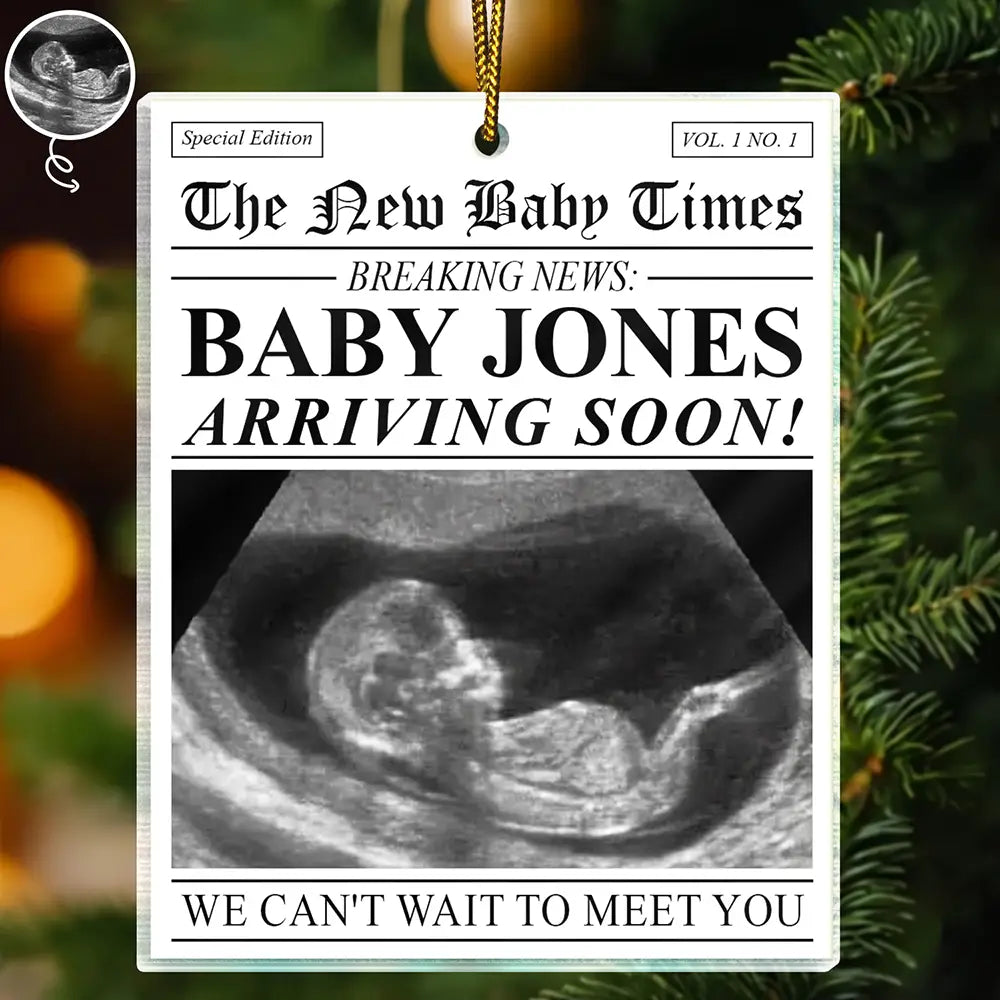 Custom Photo Baby Expecting The New Baby Times - Personalized Custom Shaped Acrylic Ornament