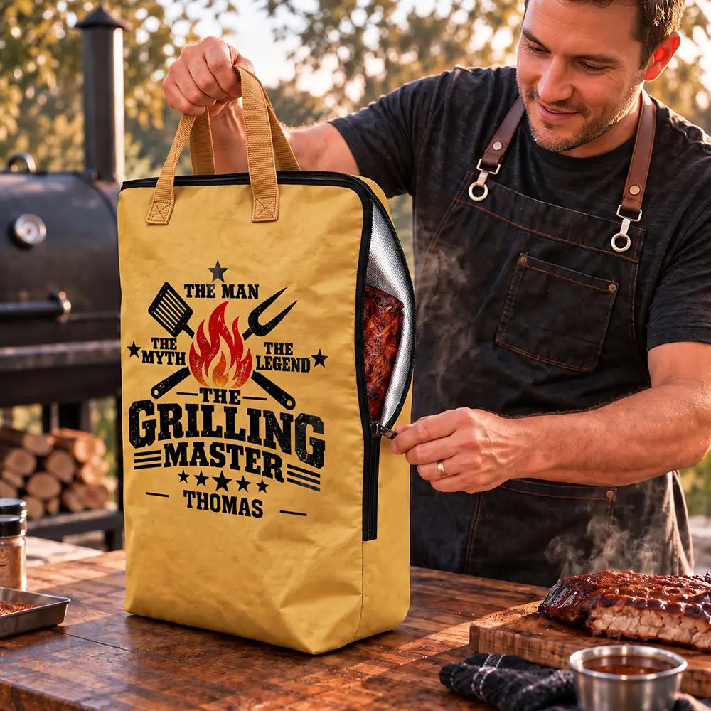 Christmas,Custom Text,Gift For Father,Gifts For Him,Grateful,Grilling,Top Market - Grilling Master, BBQ Grilling Gift For Dad, Husband, Boyfriend - Personalized With Name BBQ Blanket