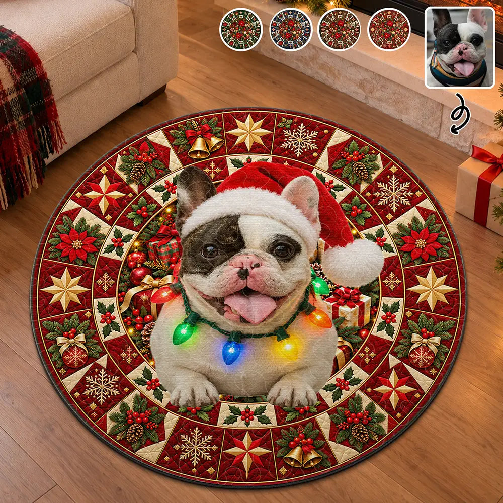 Gift For Dog Lovers - Personalized Custom Photo Christmas Decor Rug