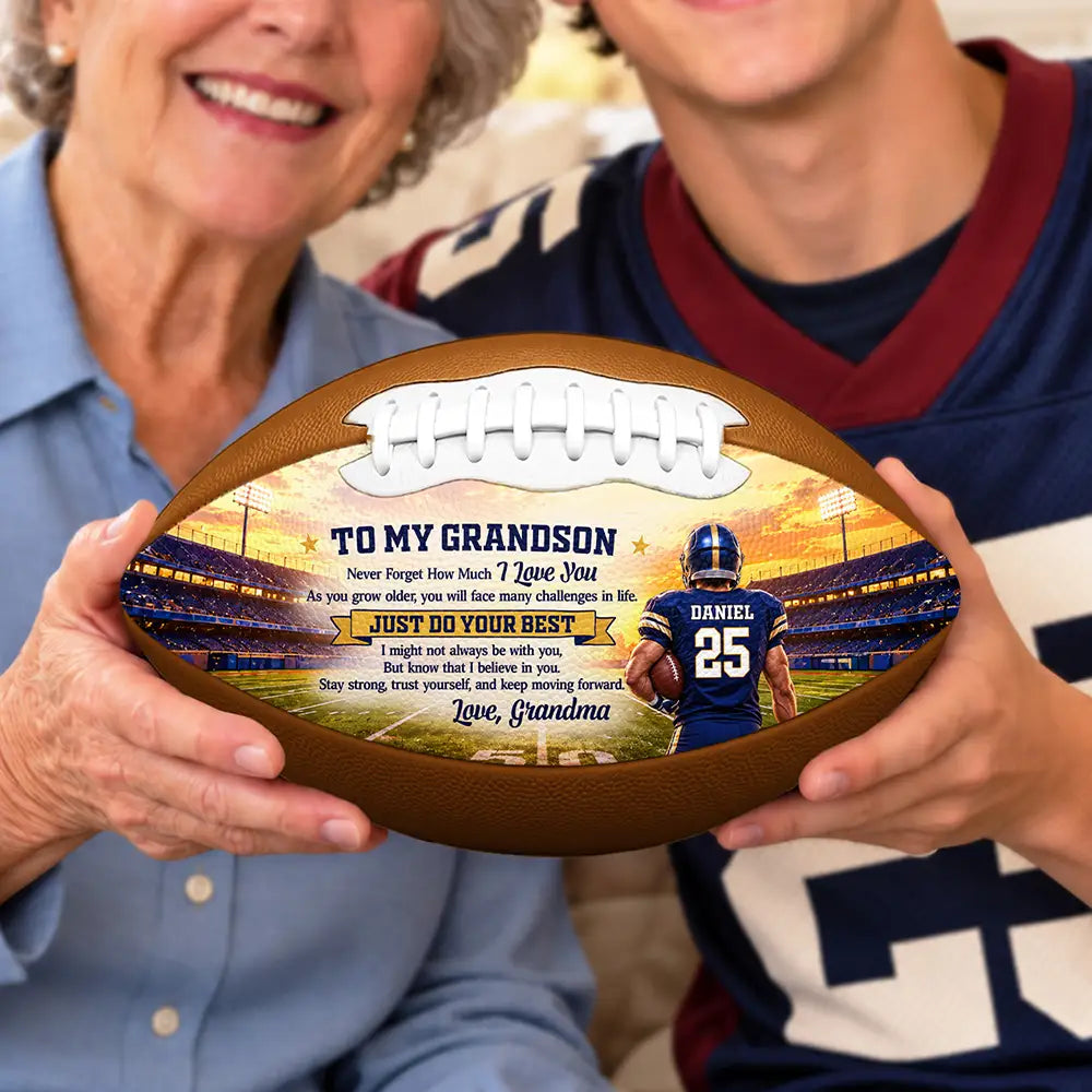 Football Birthday Gift For Grandson - Personalized I Believe In You Leather Football