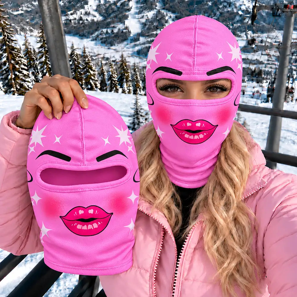 Christmas, Humorous, Icon, Skiing - Funny Matching Gift For Skier Besties - Personalized Glam Face Balaclava Face Mask