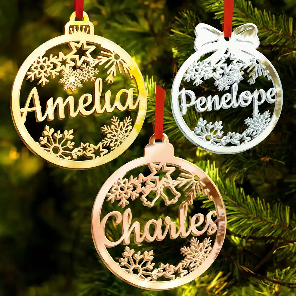 Christmas Ornaments With Name - Personalized DIY Mirror Acrylic Ornament