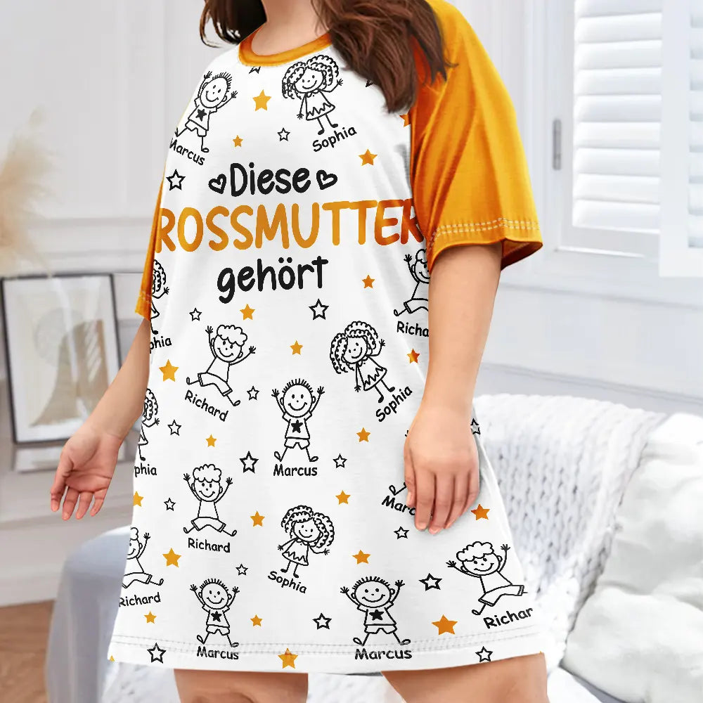 Gift For Yourself,Gift For Women,Gift For Mother,Gift For Grandma,Love,German - Diese Oma Mama Gehört Ihren Enkelkindern - Personalisiertes Damen-Schlafshirt