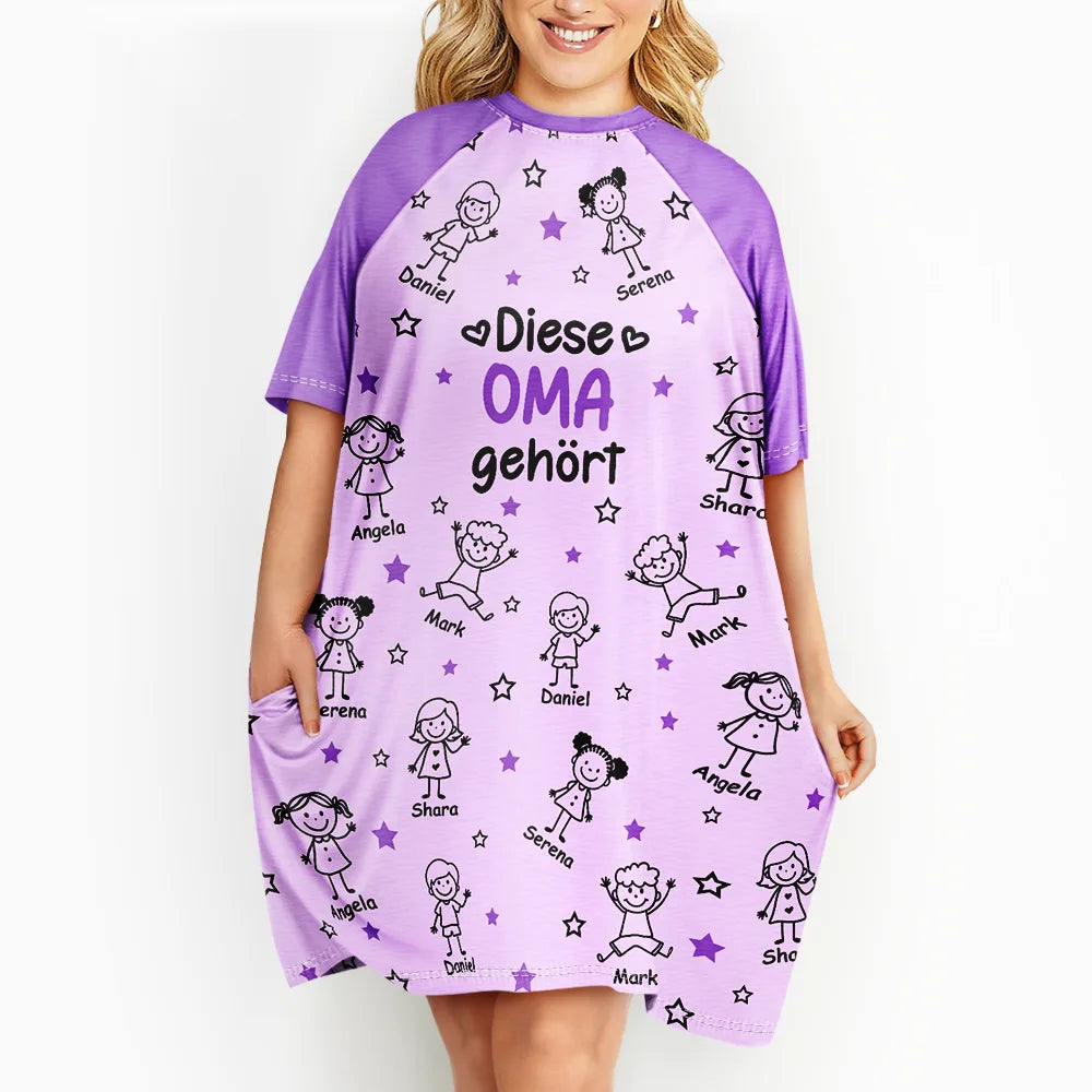 Gift For Yourself,Gift For Women,Gift For Mother,Gift For Grandma,Love,German - Diese Oma Mama Gehört Ihren Enkelkindern - Personalisiertes Damen-Schlafshirt