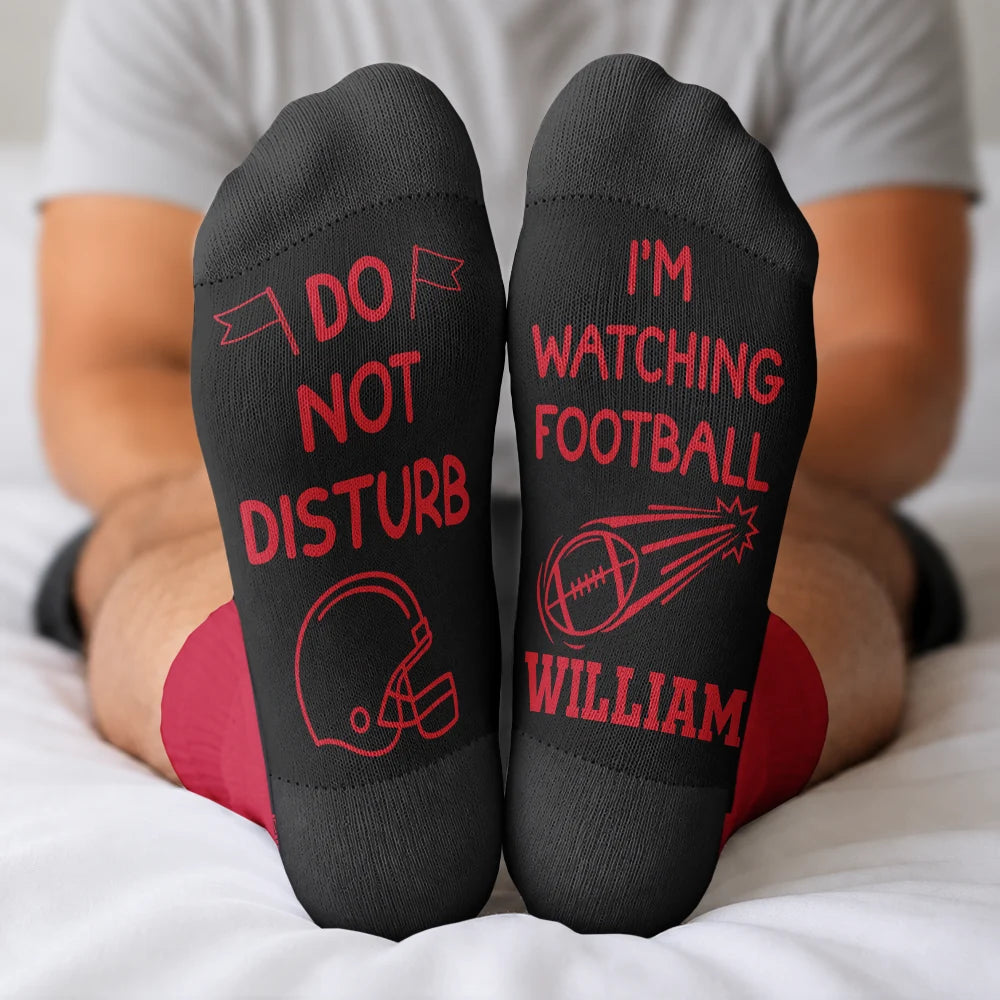 Football (Soccer), Gift For Yourself, Confident, Icon - Do Not Disturb I'm Watching Soccer Baseball Football Hockey - Personalized Crew Socks