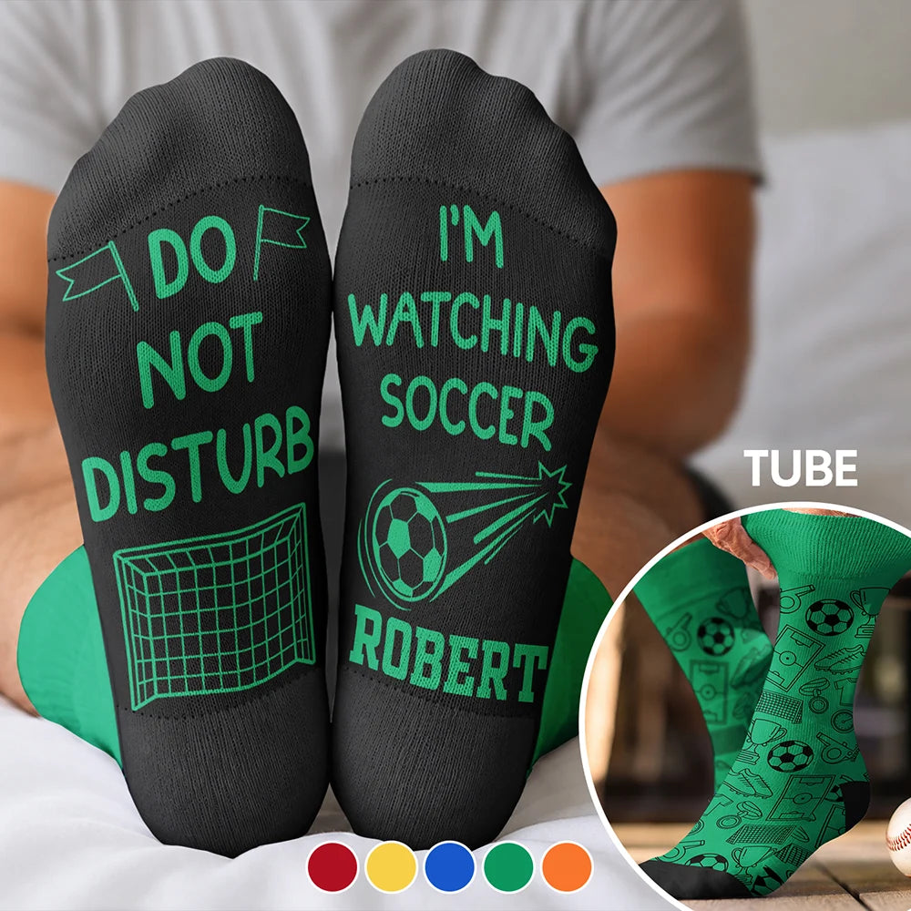 Do Not Disturb I'm Watching Soccer Baseball Football Hockey - Personalized Crew Socks