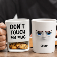 Gift For Men, Gift For Yourself, Sarcastic, Icon - Do Not Touch Mine 3D Effect Funny Sarcastic Face - Personalized Cookie Mug