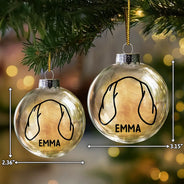 Dog Lovers,Cat Lovers,Christmas,Love - Dog Cat Ears Outline Custom Name - Personalized Fillable Clear Ball Ornament